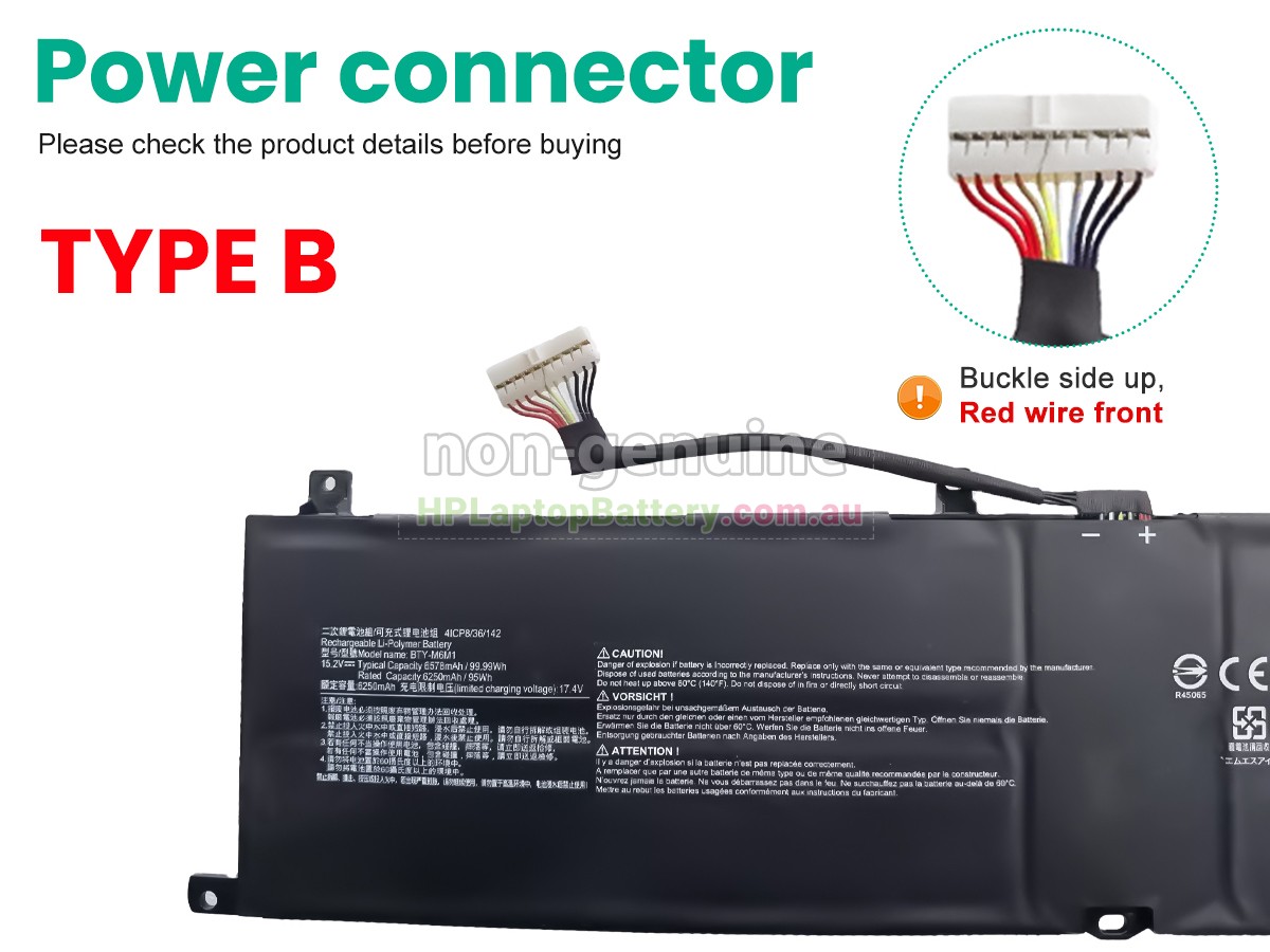 Battery for MSI STEALTH GS77 12UH-060BE laptop