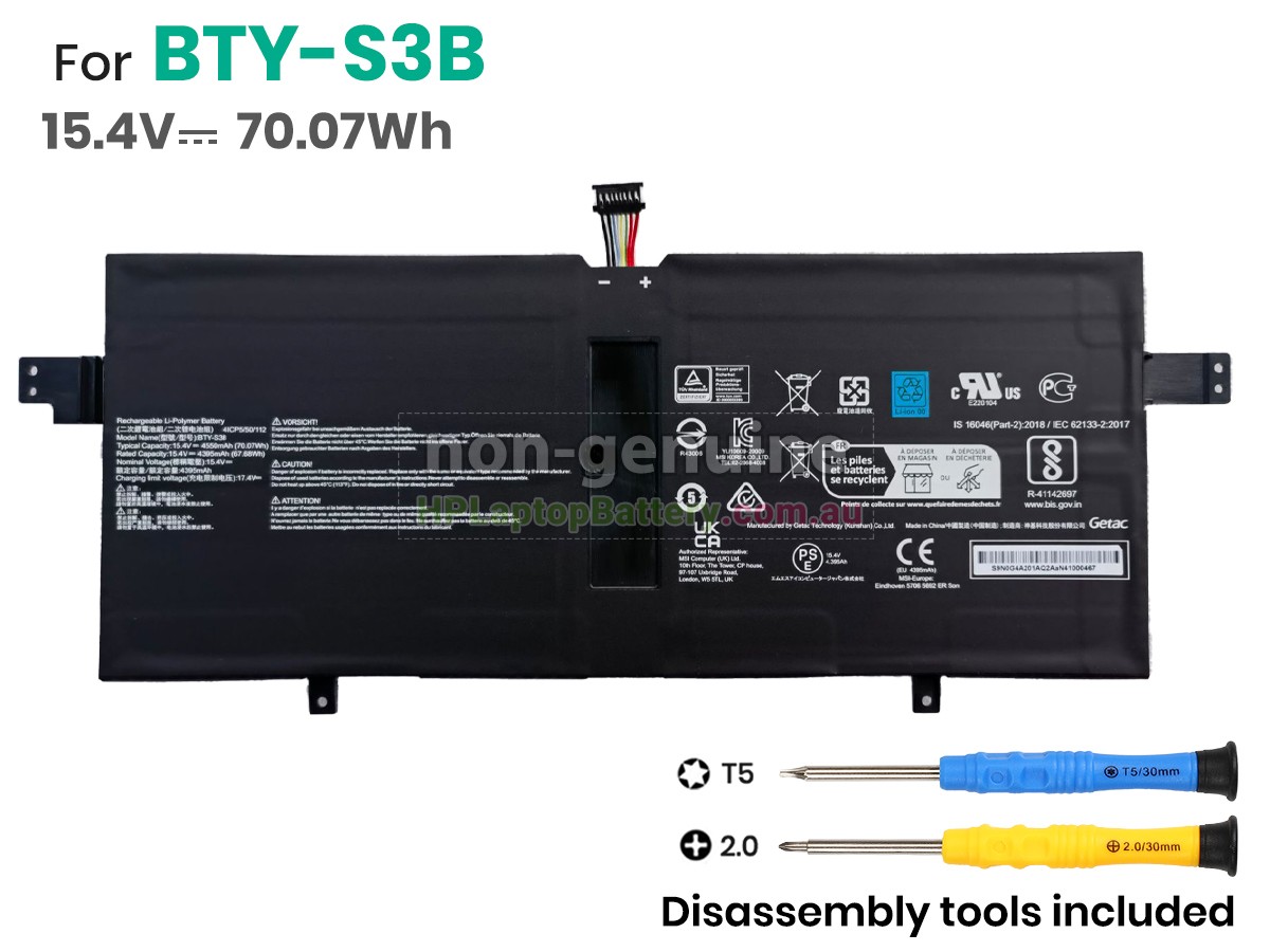 Battery for MSI BTY-S3B laptop